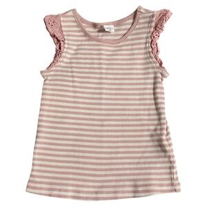 4/$20 — Gap Pink Striped Ribbed Flutter Sleeve Kids Top